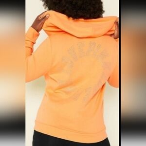 New Victoria's Secret Pink Zipper hoodie campus orange warp shine large